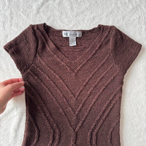 melanie lyne chocolate brown knit top - Picture 4 of 6